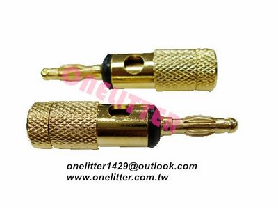 1001B 鍍金十字香蕉插頭黑色(2入)